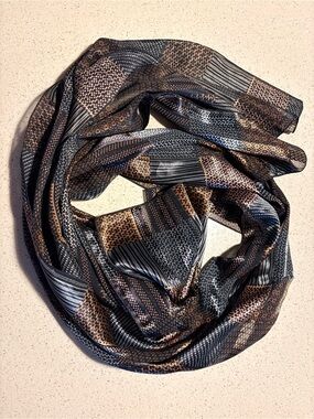 Vintage Mademoiselle Silk-Like Geometric Patchwork Scarf Made in USA
